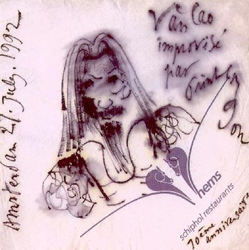 Ký họa cố nhạc sĩ Văn Cao qua nét vẽ Trịnh Công Sơn. Ảnh tặng kèm CD.