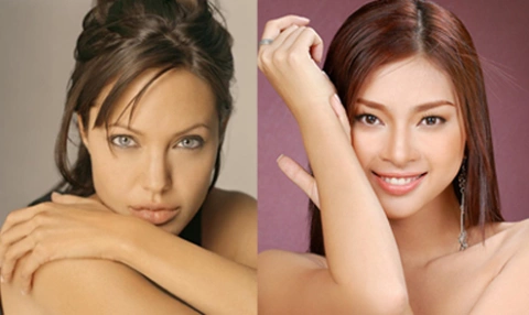 Angelina Jolie (trái) và diễn viên Ngô Thanh Vân có dịp gặp gỡ trên đất Mỹ.