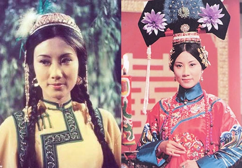 Minh Thuyên trong Thư kiếm ân cừu lục (trái) và Thanh cung tàn mộng. Uông Minh Thuyên (sinh năm 1947) là nghệ sĩ đa tài Hong Kong, đã đóng hàng loạt phim nổi tiếng của TVB.