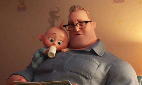 Mr. Incredible chật vật trông con, mất ngủ nhiều đêm.