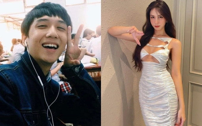 Hình ảnh Hoàng Học trước và sau khi chuyển giới. Cô không ngại thừa nhận còn phẫu thuật thẩm mỹ mũi để có gương mặt thanh tú hơn.