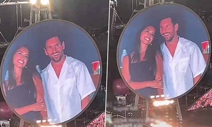 Vợ chồng Messi xuất hiện trên Kiss Cam concert Coldplay