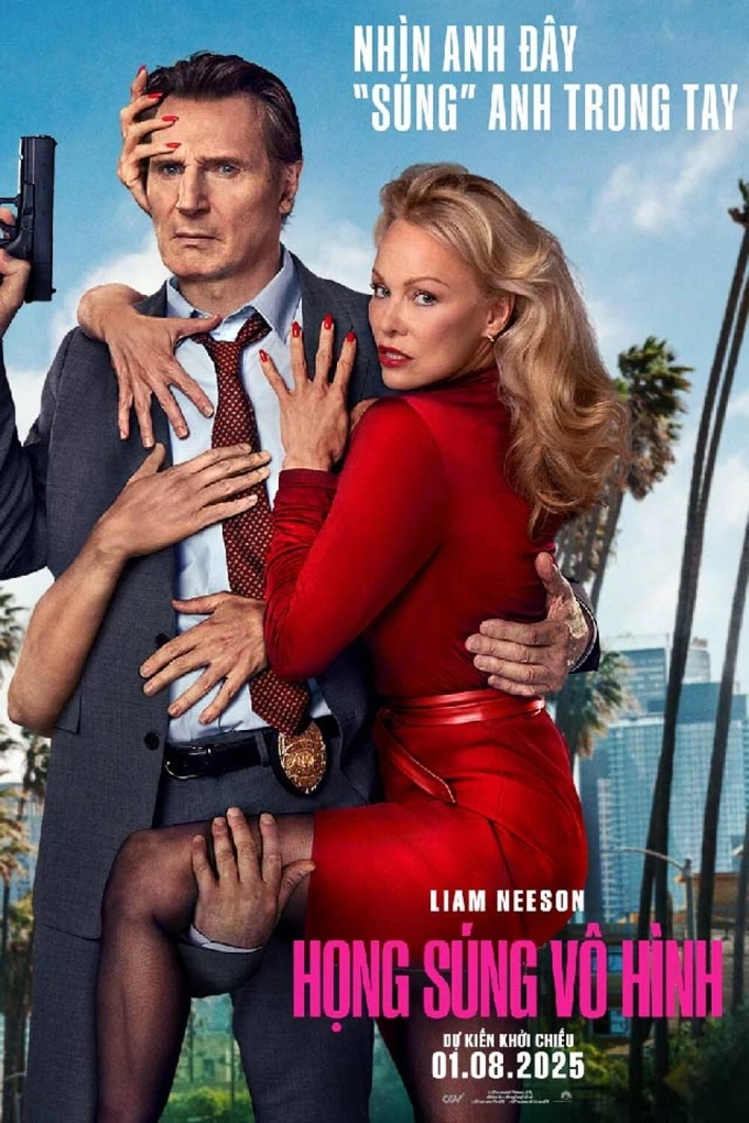 Poster The Naked Gun, có Liam Neeson và Pamela Anderson đóng chính. Phim được phổ biến đến người xem từ đủ 16 tuổi trở lên (16+). Ảnh: Paramount Pictures Vietnam