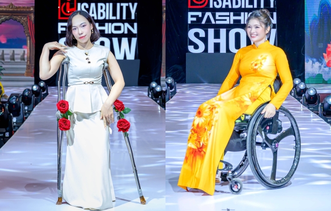 Người mẫu trình diễn áo dài và áo peplum phối chân váy, nhận được sự hưởng ứng của khán giả. Ảnh: Ban tổ chức cung cấp