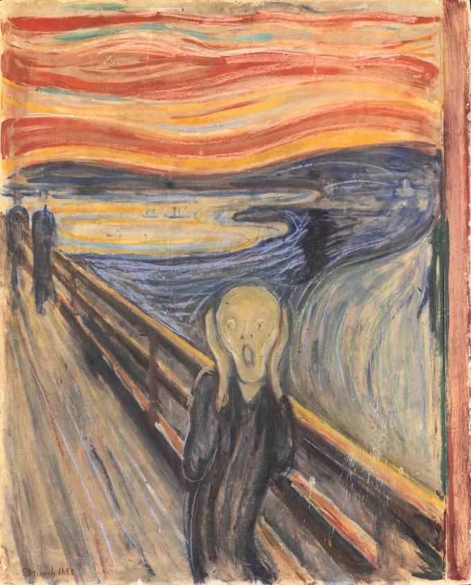 Bản Tiếng Thét đầu tiên được hoàn thành vào năm 1893. Edvard Munch có năm bức cùng đề tài, gồm hai tranh sơn dầu, hai tranh phấn màu và một bản in thạch bản. Ảnh: Munch Museum