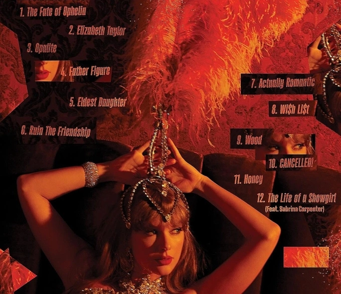 Album gồm 12 sáng tác do Taylor Swift và hai nhà sản xuất Max Martin và Shellback đồng thực hiện. Trong đó, bài hát chủ đề cùng tên The Life of a Showgirl là màn song ca giữa Taylor Swift và giọng ca Espresso Sabrina Carpenter. Ảnh: Instagram/ Taylor Swift