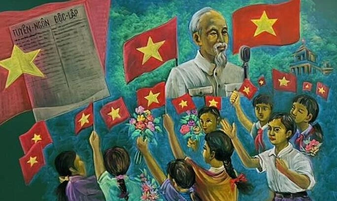 Thầy giáo vẽ tranh Chủ tịch Hồ Chí Minh bằng phấn bảng