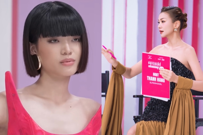 Thanh Hằng chấn chỉnh thái độ của thí sinh Phạm An (trái) ở vòng loại.