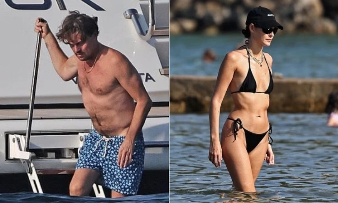 Tài tử Titanic và bạn gái Vittoria Ceratti trong chuyến du lịch. Ảnh: Backgrid