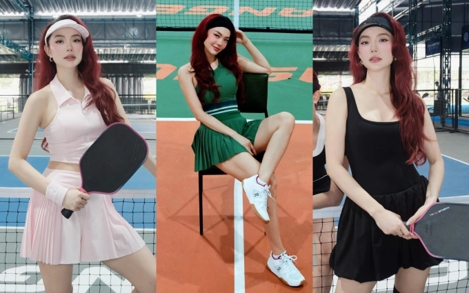 Vài năm trở lại đây, khi pickleball nở rộ ở Việt Nam, nhiều sao Việt hưởng ứng và yêu thích bộ môn này. Họ có thêm thú vui sắm các bộ đồ tập đa dạng kiểu dáng, màu sắc. Minh Hằng là một trong những người nổi tiếng chịu chi về khoản này. Chơi pickleball hơn nửa năm nay, ca sĩ lên sân vài lần mỗi tuần, mỗi lần là một bộ khác nhau như crop top hai dây, áo cổ yếm, váy liền, bodysuit dài tay. Chiều theo sở thích của vợ, chồng cô đầu tư 12 sân tập.