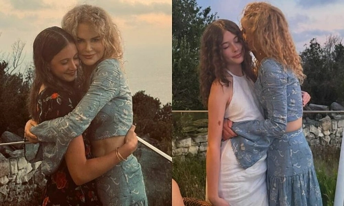 Nicole Kidman và hai con gái Sunday (trái), Faith trong kỳ nghỉ hè. Ảnh: Instagram/ Nicole Kidman