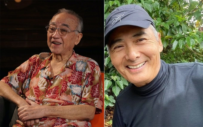 Nghệ sĩ Lư Hải Bằng, 83 tuổi, và Châu Nhuận Phát. Ảnh: HK01