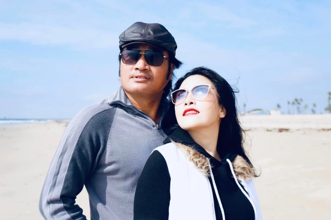 Kiều Oanh bên chồng - Nghệ sĩ Ưu tú Hoàng Nhất. Ảnh: Nhân vật cung cấp