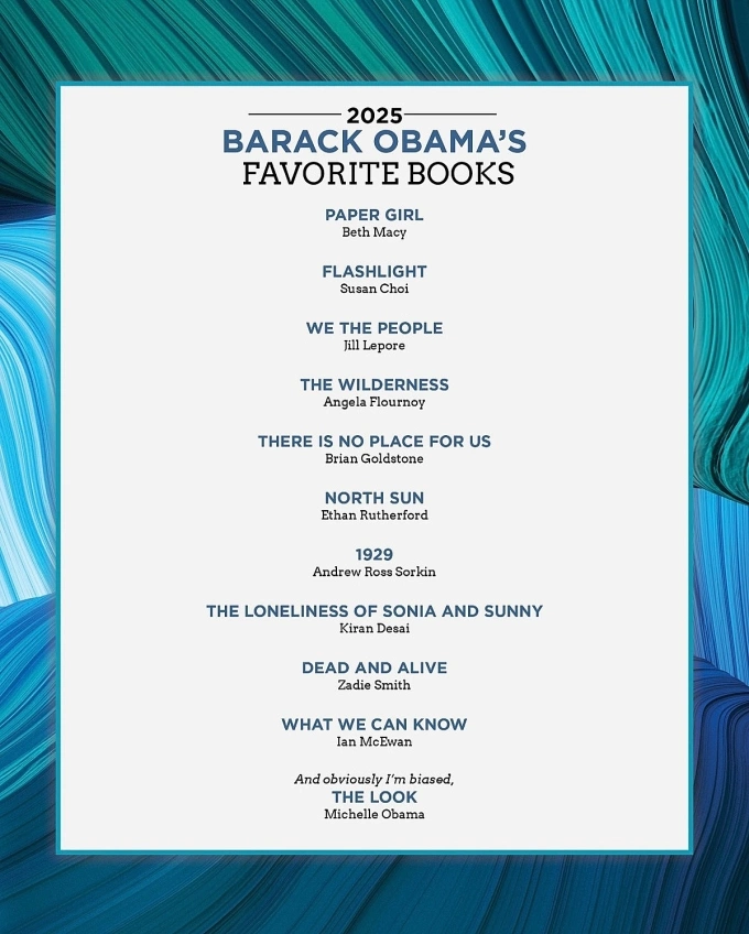 Danh sách 11 sách yêu thích nhất năm của cựu Tổng thống. Ảnh: X/ Barack Obama