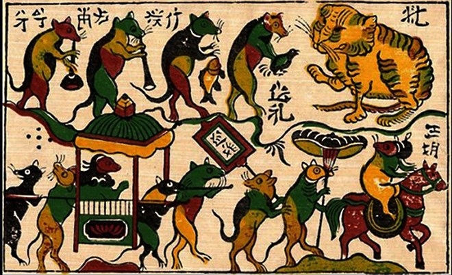 Tranh Đông Hồ Đám cưới chuột. Ảnh: Tư liệu