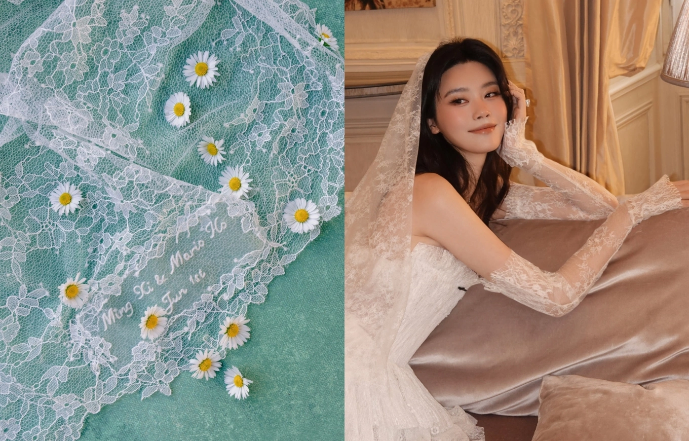 ming wedding dress designer Ming Xi in custom Dior at Mont Saint-Michel (France) where no wedding had been held for 1,000 YEARS. For her Vogue Weddings feature, Ming Xi wore a breathtaking custom Dior bridal
