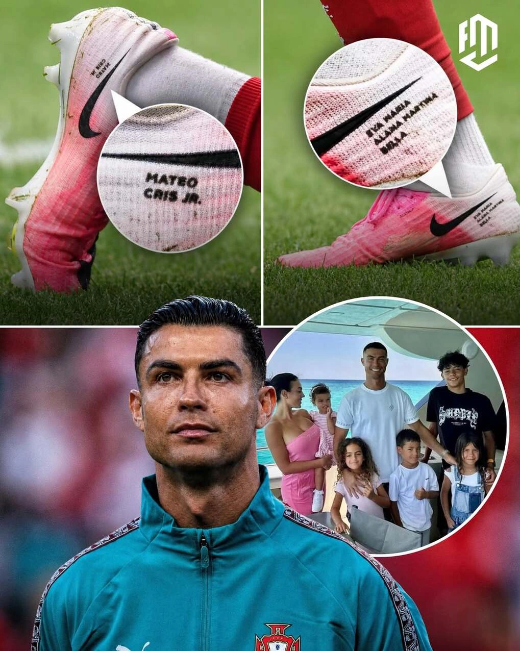Boots with names of superstar Ronaldo kids at World Cup 2026. Photo: Instagram FC Motivate