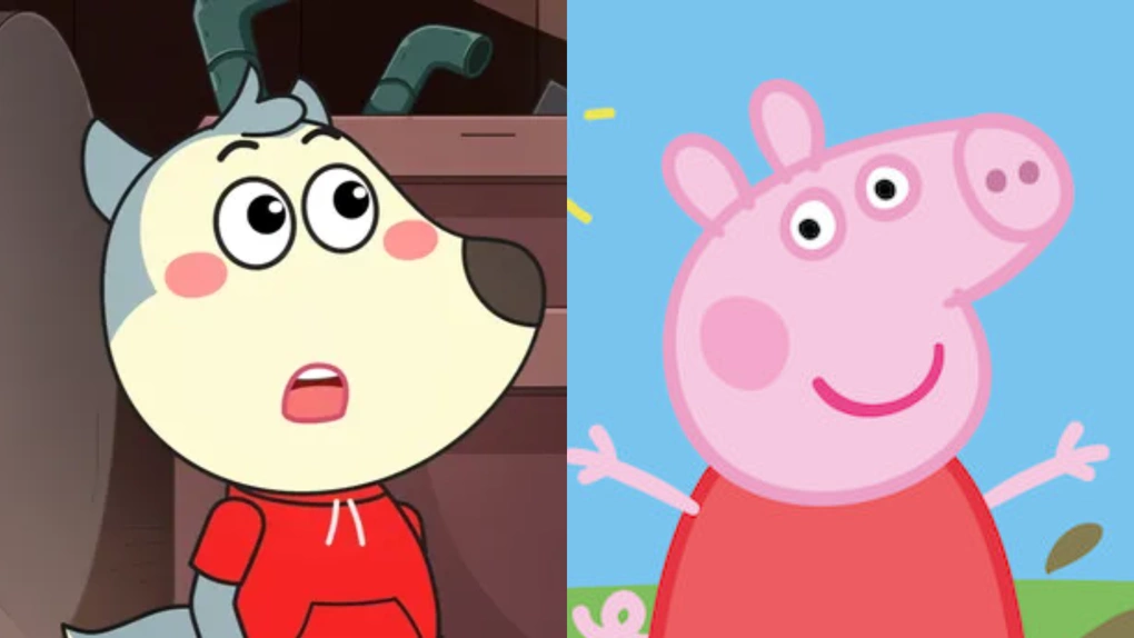 Nhân vật hoạt hình Peppa Pig (trái) và Wolfoo (phải). Ảnh: Sconnect/Hasbro