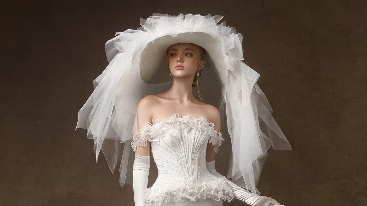 Đầm cưới lấy cảm hứng từ gốm Bát Tràng