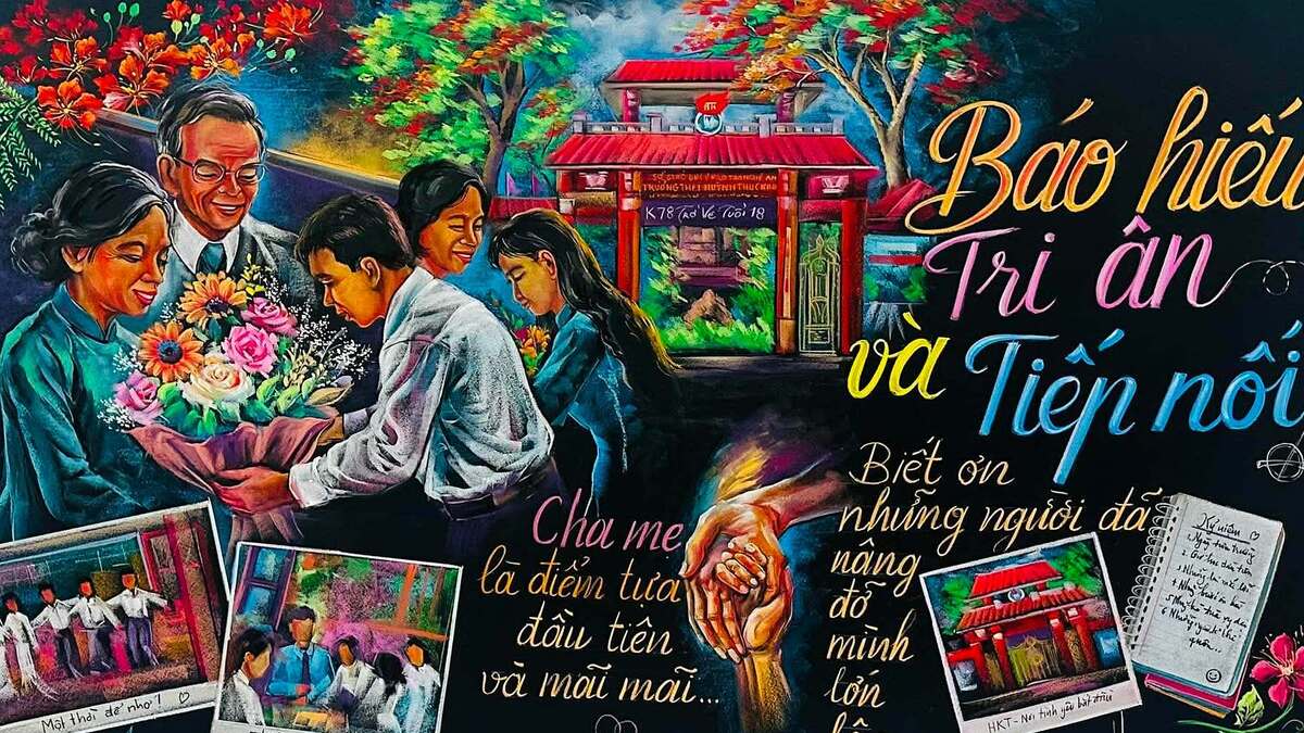 Tranh ghép vẽ bằng phấn đạt kỷ lục Việt Nam