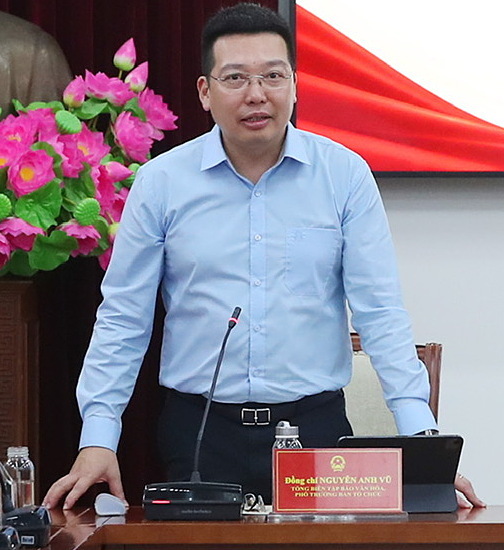 Ông Nguyễn Anh Vũ - Tổng biên tập báo Văn Hóa, Phó trưởng ban tổ chức - tại buổi phát động giải, ngày 12/8. Ảnh: Ban tổ chức cung cấp
